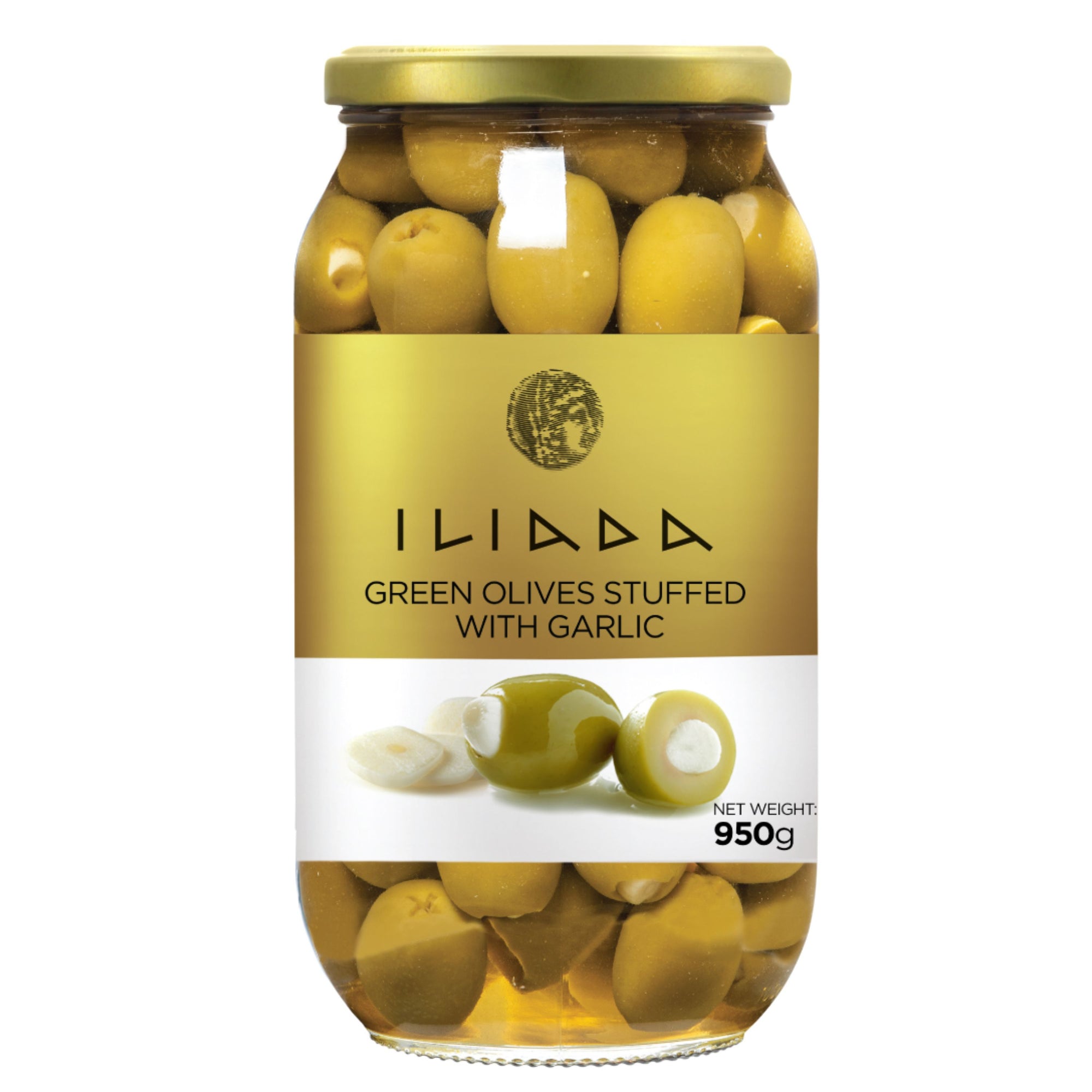 Green Olives stuffed w/ Garlic 'Iliada' 950g