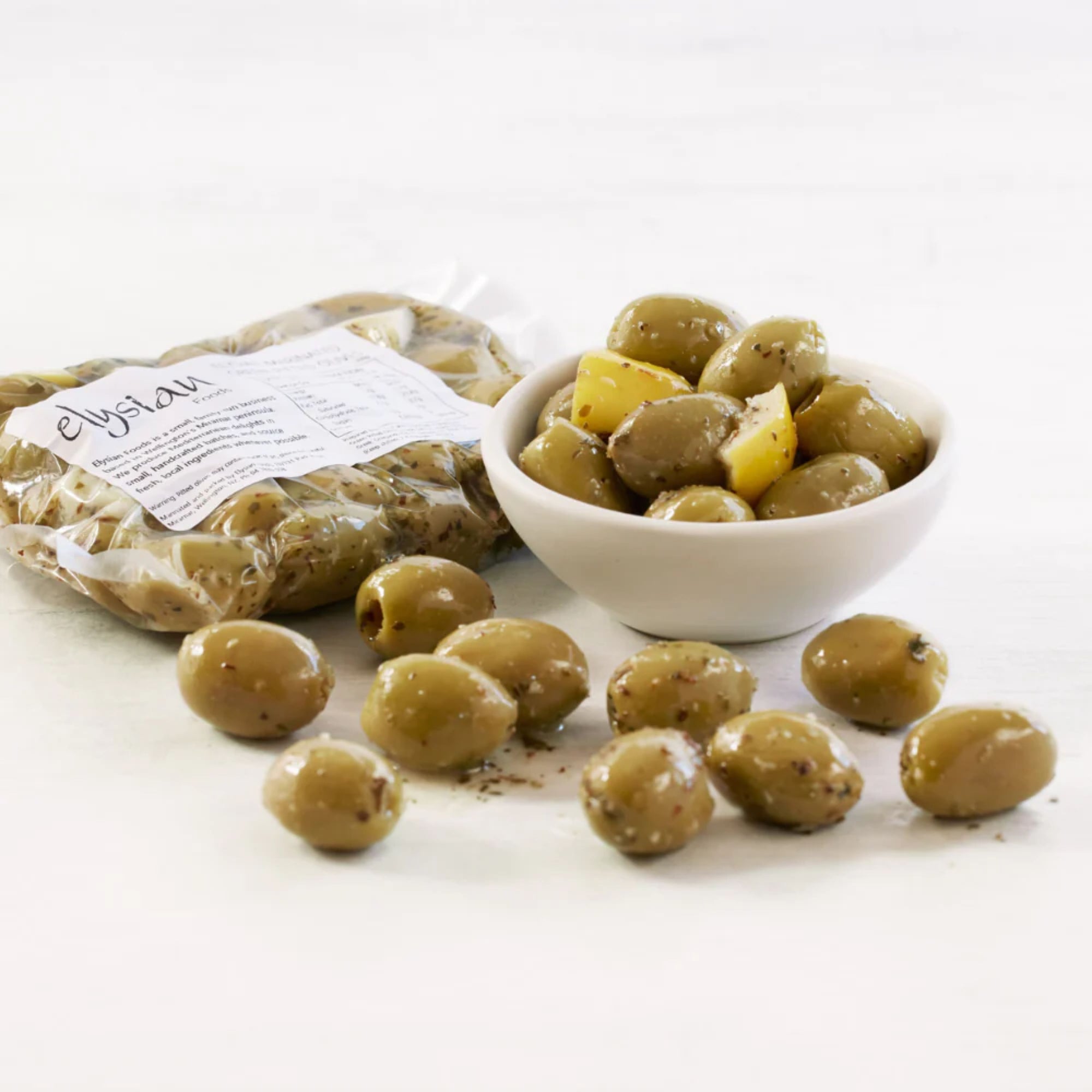 Marinated Green Pitted Olives 300g