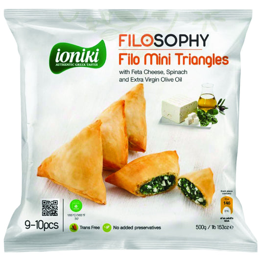 Filo Mini Feta, Spinach & EVOO Triangles 500g