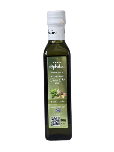 Extra Virgin Olive Oil with Basil & Garlic 'Ophellia' 250ml