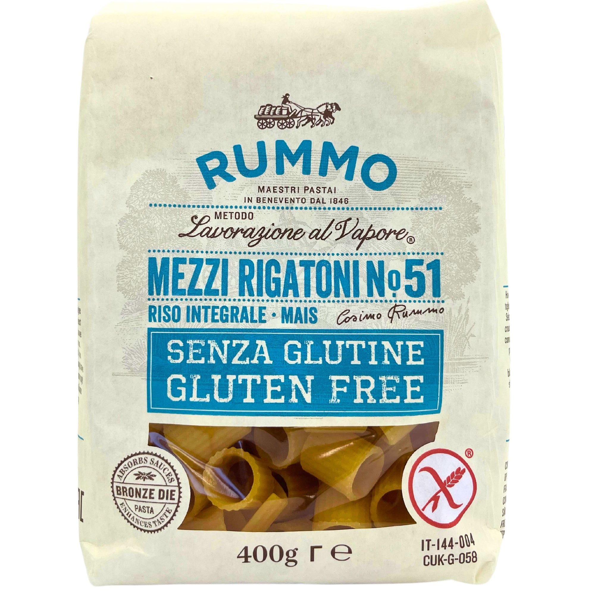 Gluten Free Mezzi Rigatoni 'Rummo' 400g