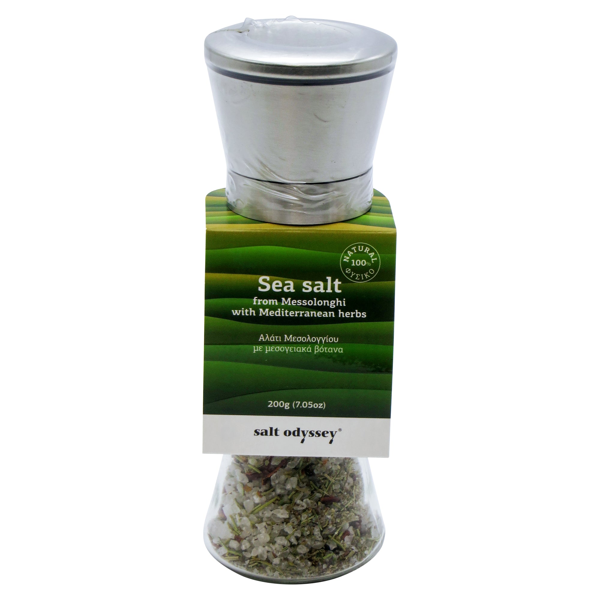Sea salt w/Mediterranean herbs stainless steel mill 200g