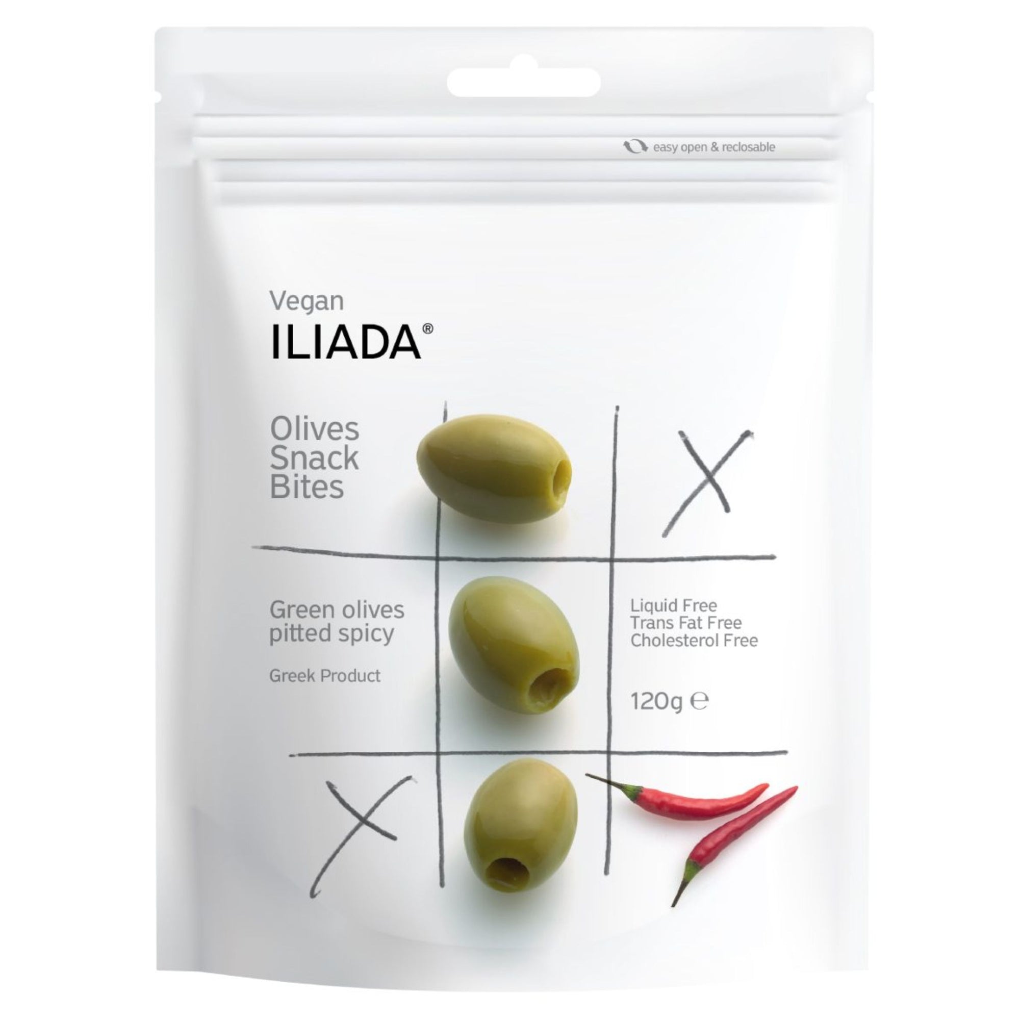 Green Pitted Spicy Olives Snack Bites 'Iliada' 120g