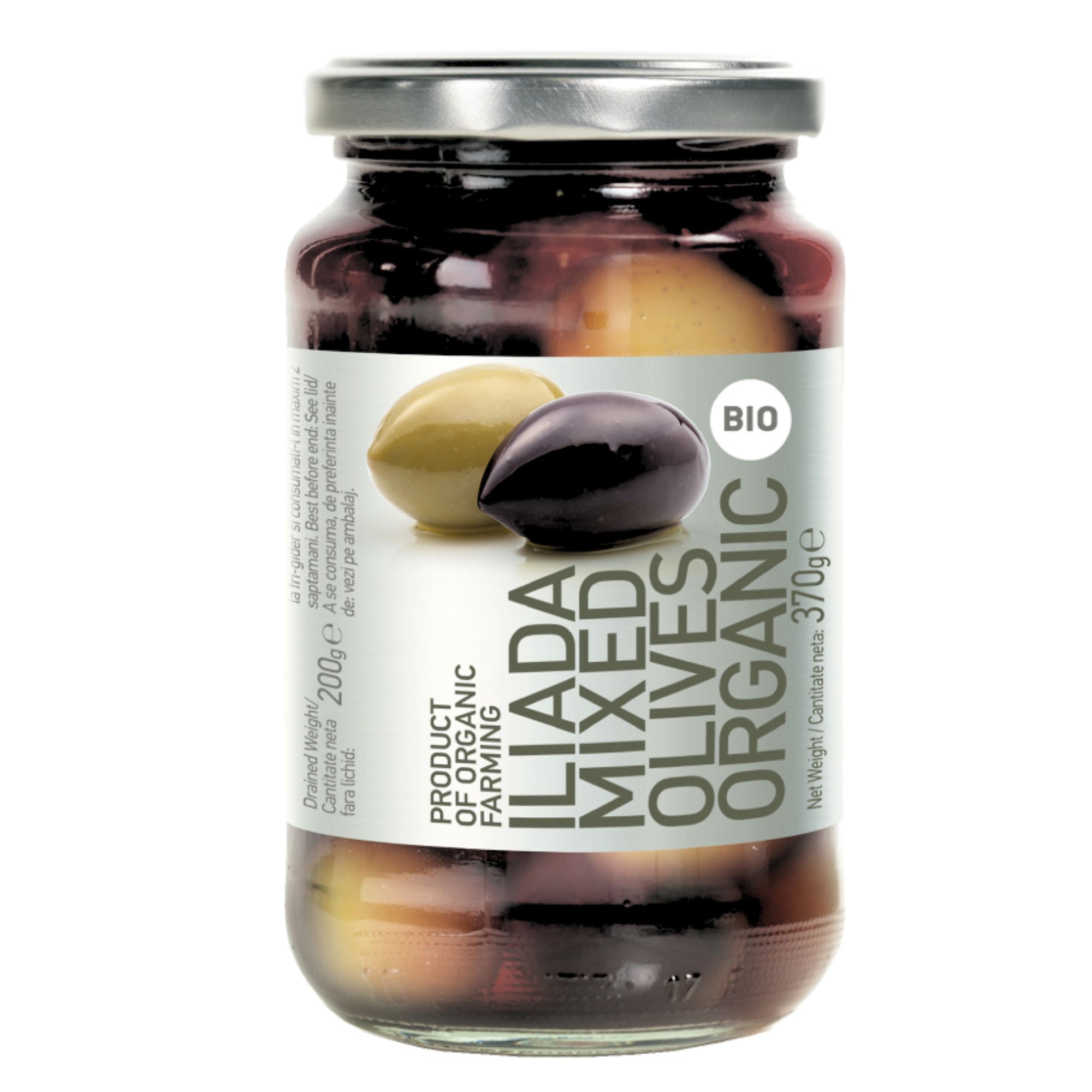 Organic Mixed Whole Olives 'Iliada' 370g - Platinum Line