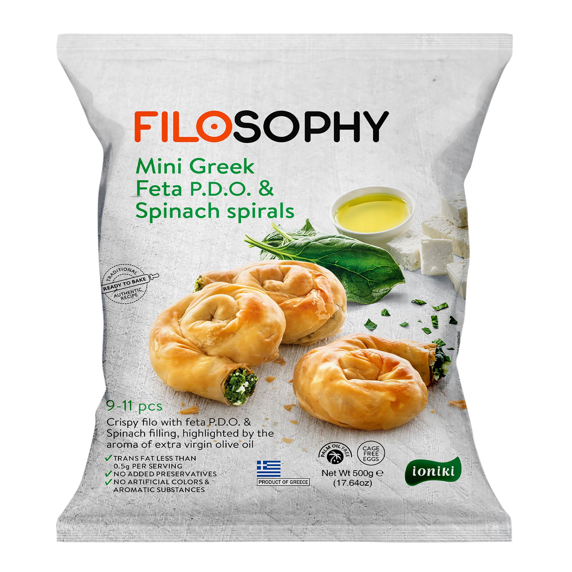 Filo Mini Spinach & Feta Spirals 500g